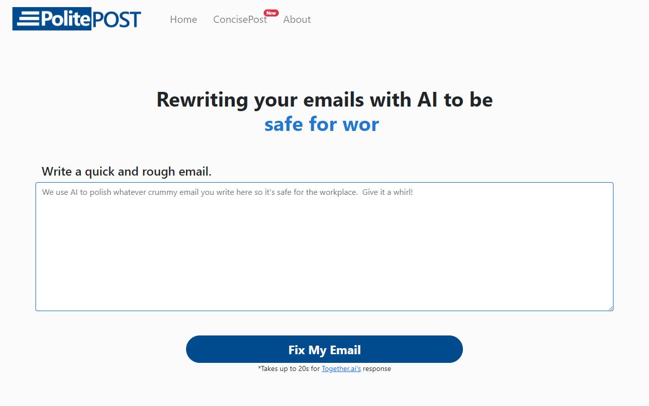 Politepost - website preview