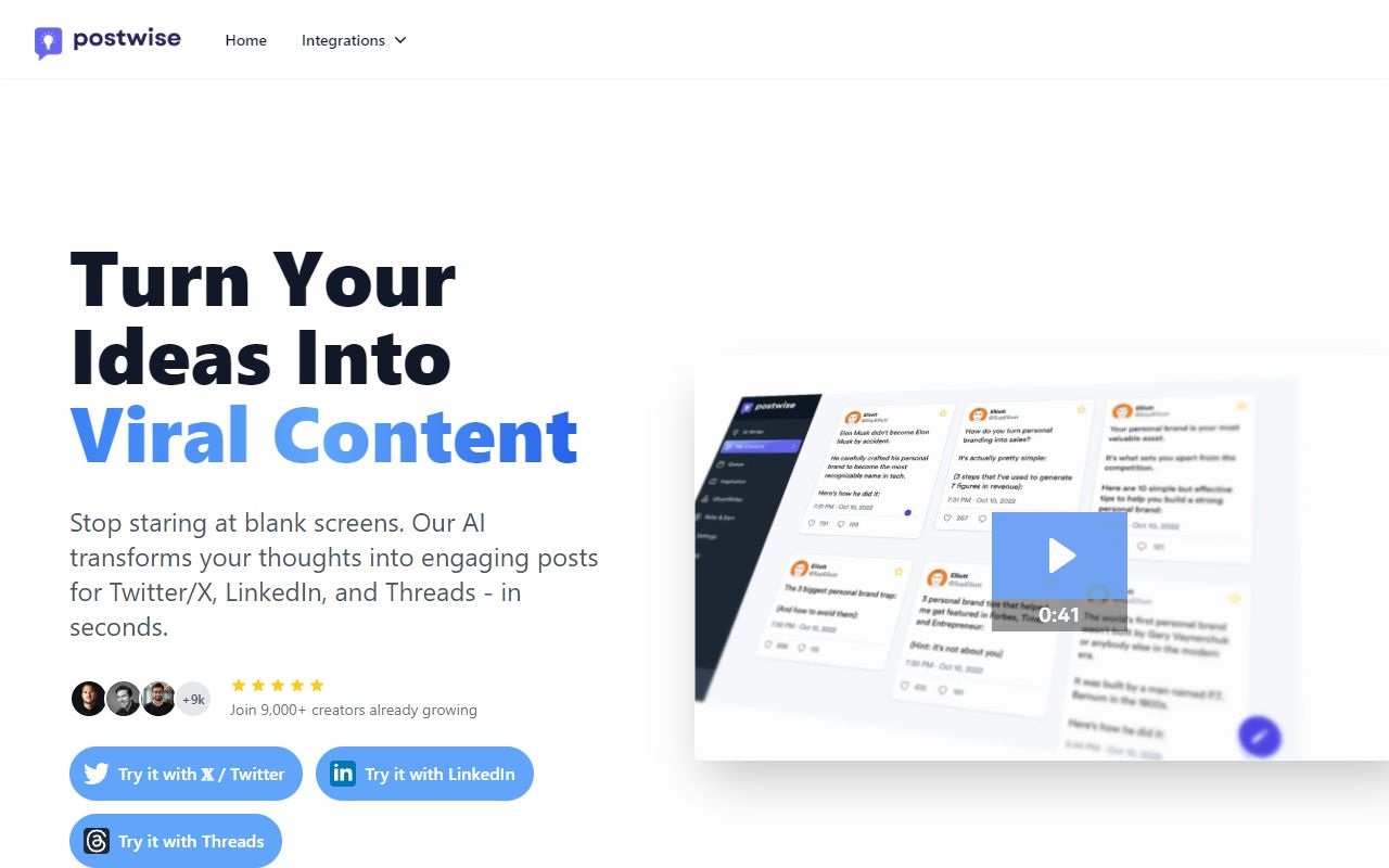 Postwise - website preview