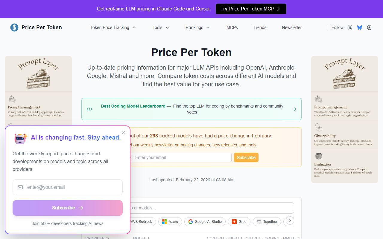 Price Per Token - website preview