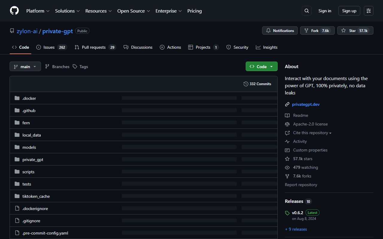 privateGPT screenshot