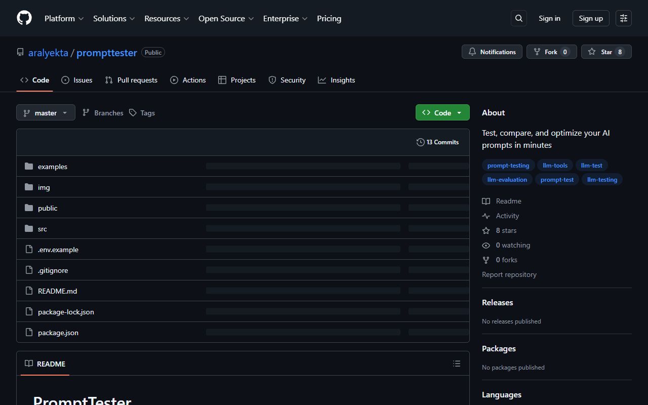 PromptTester screenshot