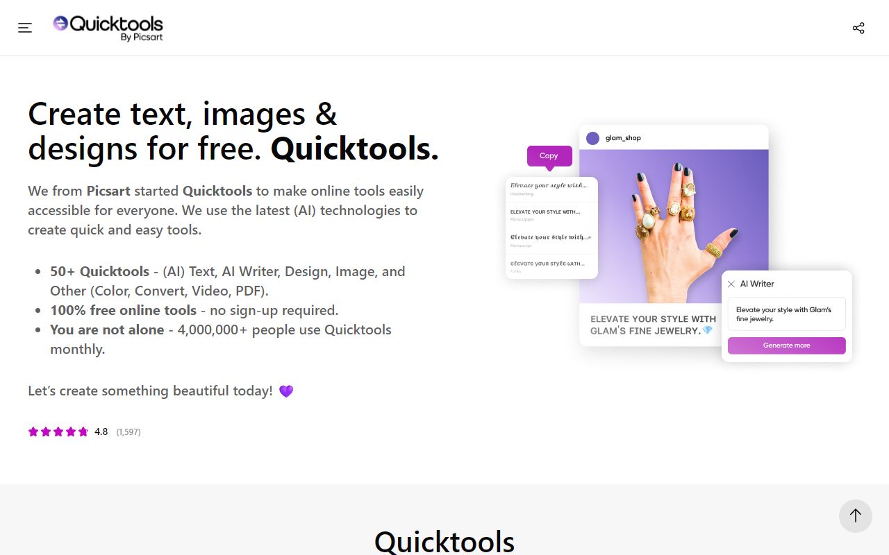 QuickTools Picsart screenshot