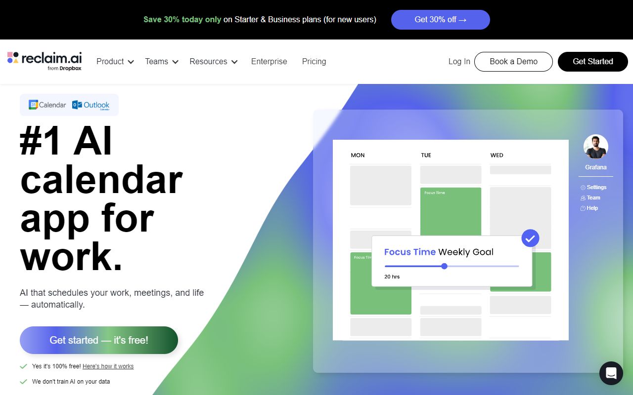 Reclaim AI screenshot