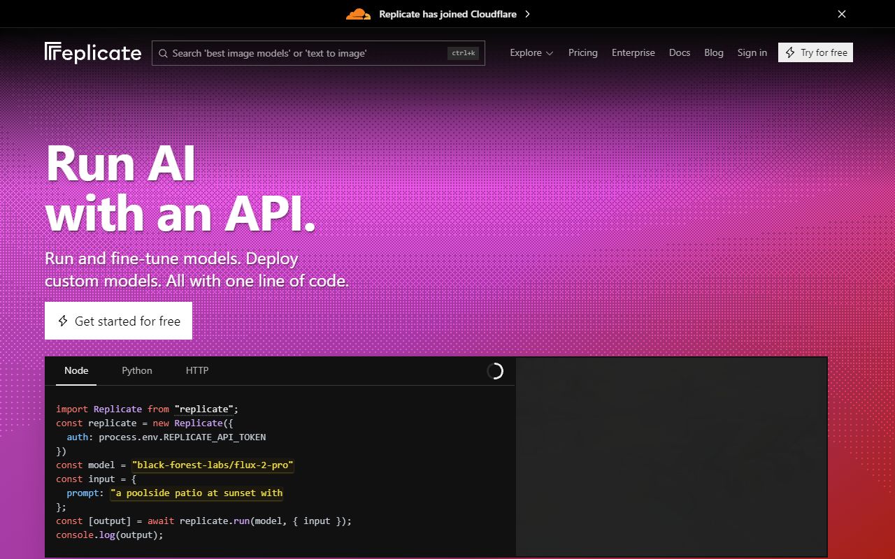 Replicate - website preview