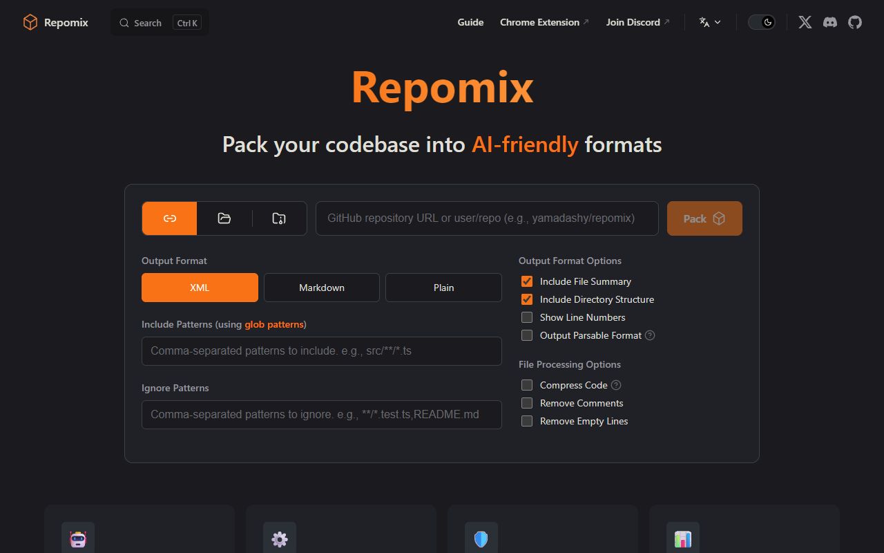 Repomix - website preview
