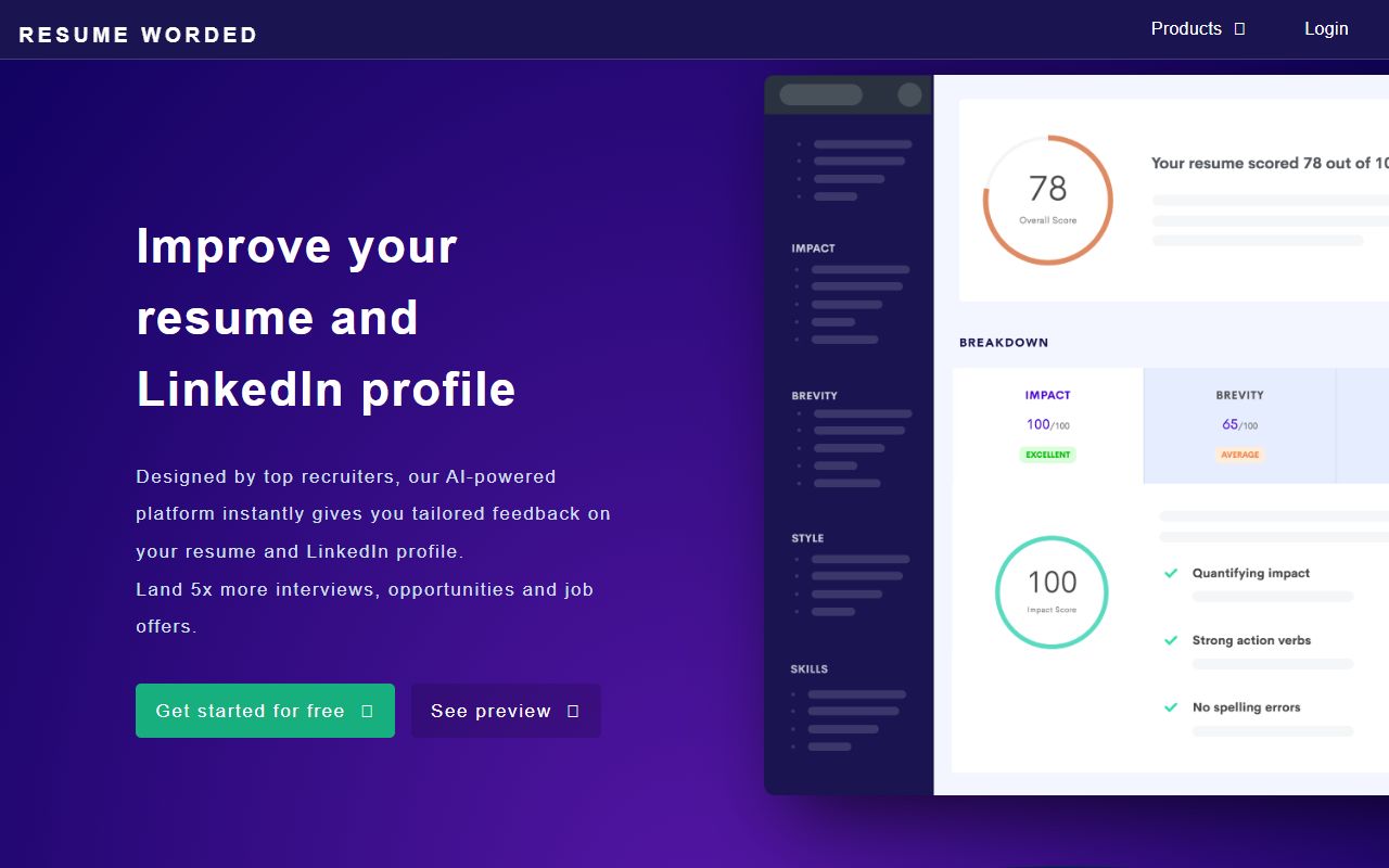 Resume Worded - website preview