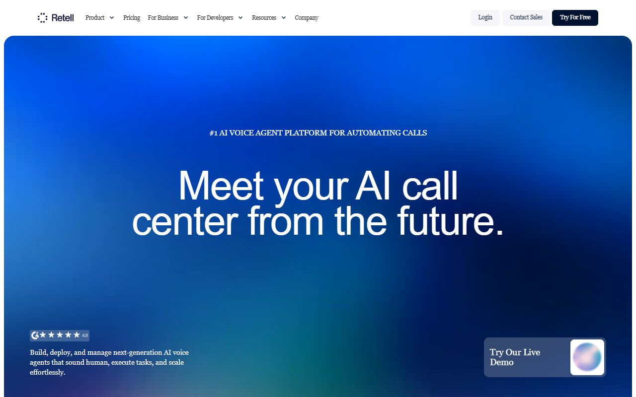 Retell AI - website preview