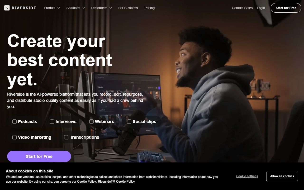 Riverside.fm screenshot