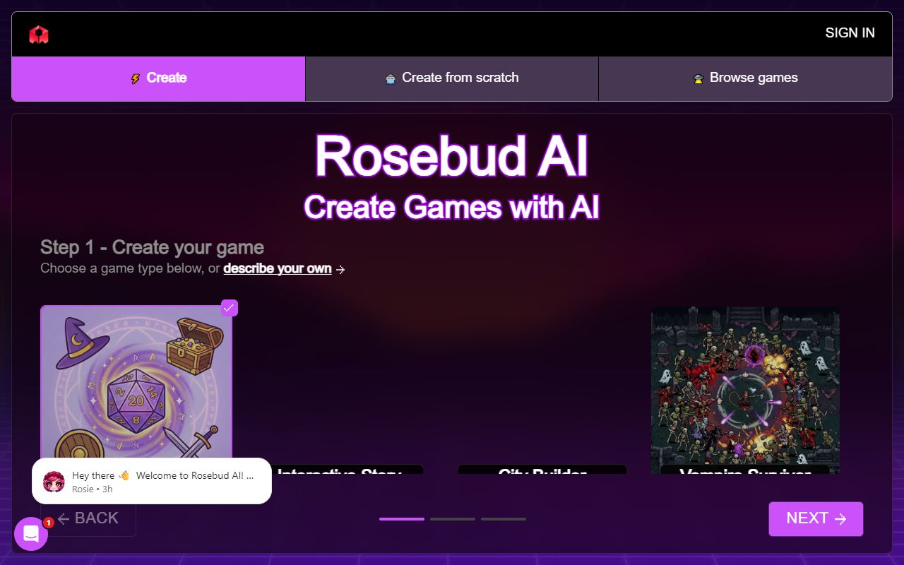 Rosebud AI screenshot