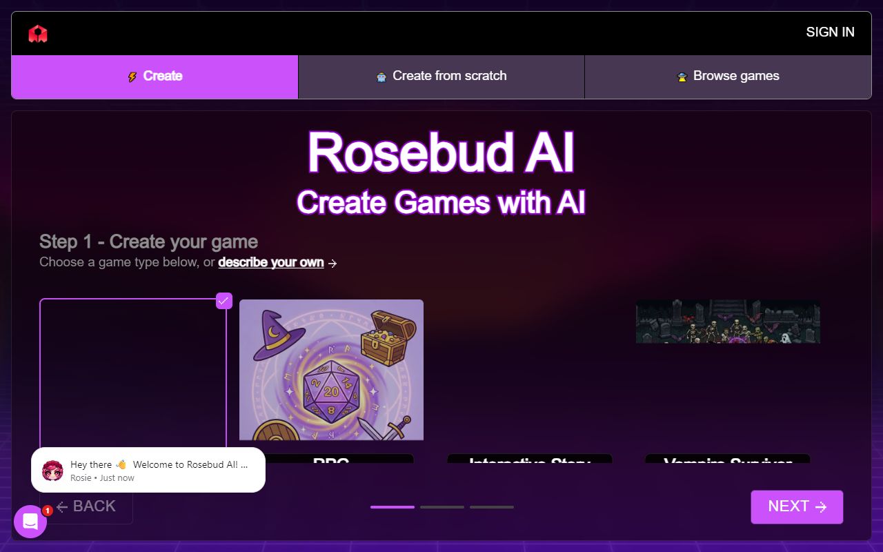 Rosebud screenshot