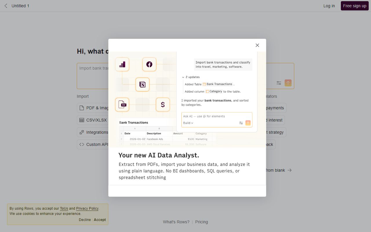 Rows AI - website preview