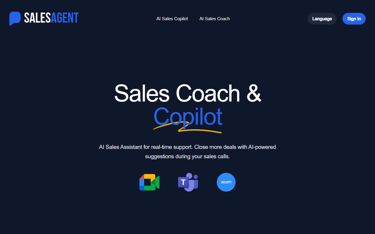 SalesAgent Chat screenshot