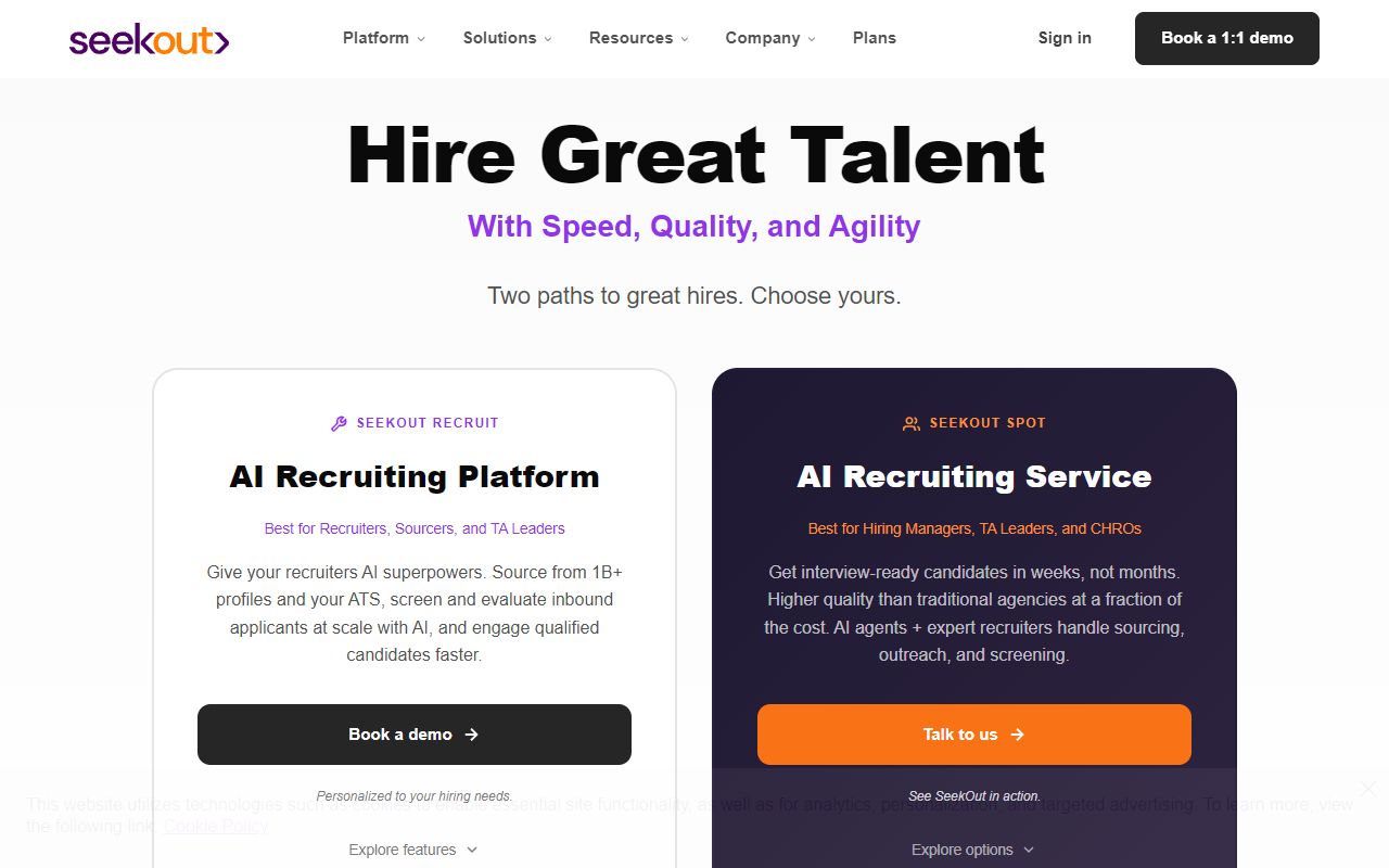 Seekout - website preview