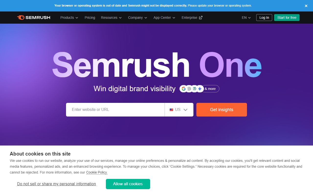 SEMrush - website preview