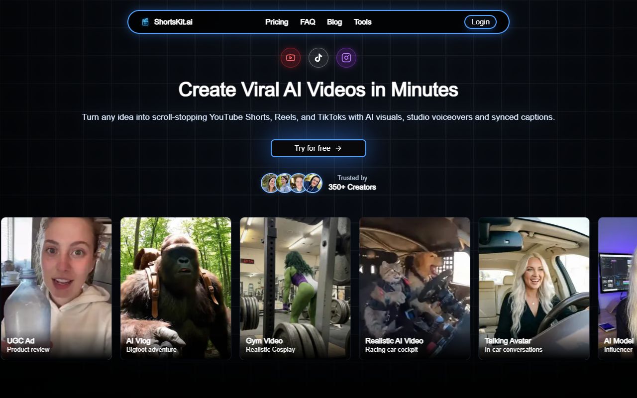 ShortsKit.ai - website preview