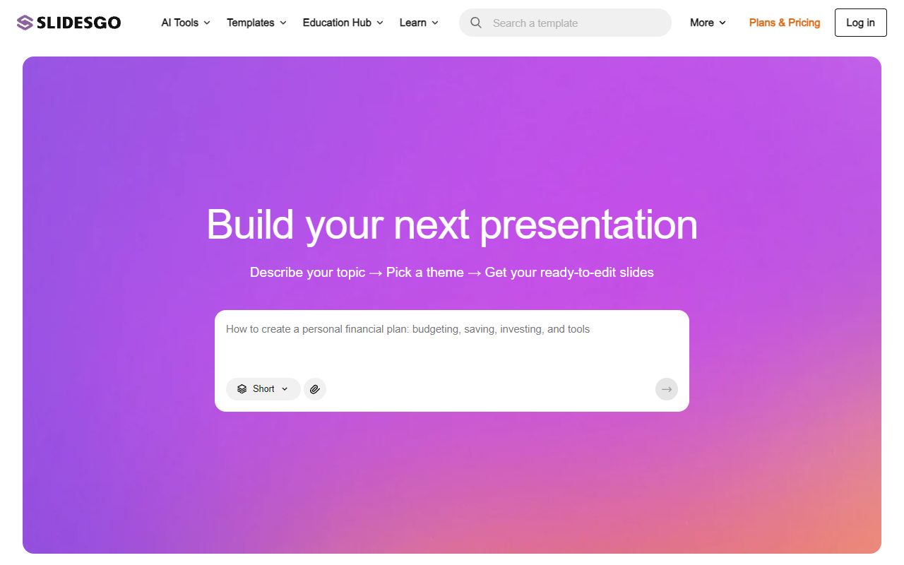 Slidesgo AI screenshot