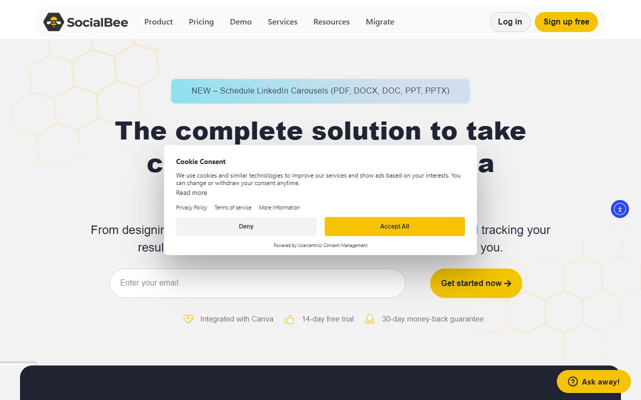 SocialBee - website preview