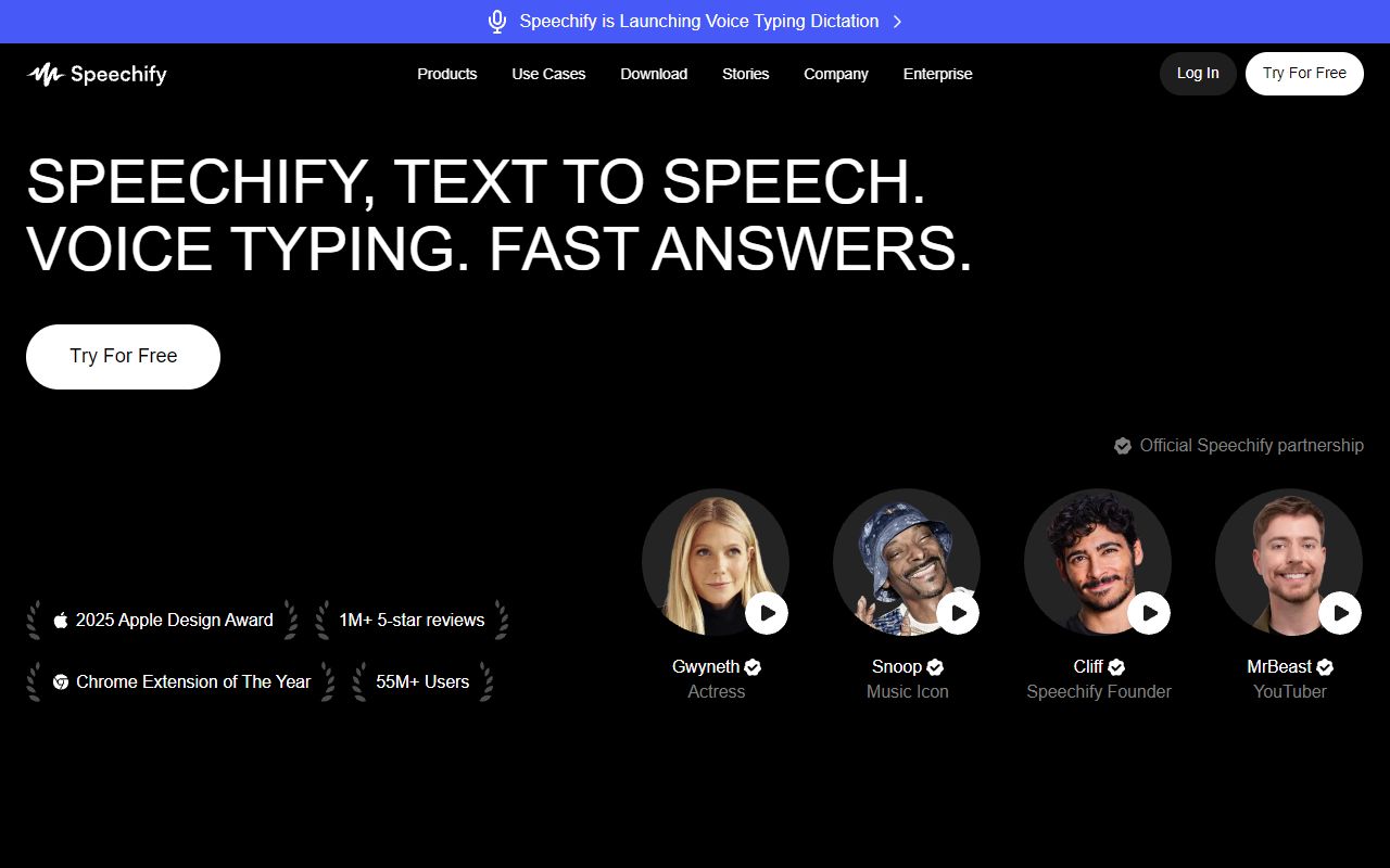 Speechify - website preview