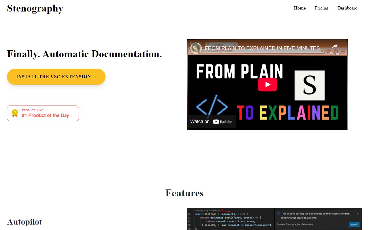 Stenography - website preview