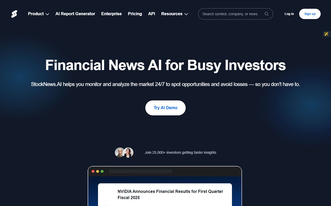 Stocknews AI screenshot