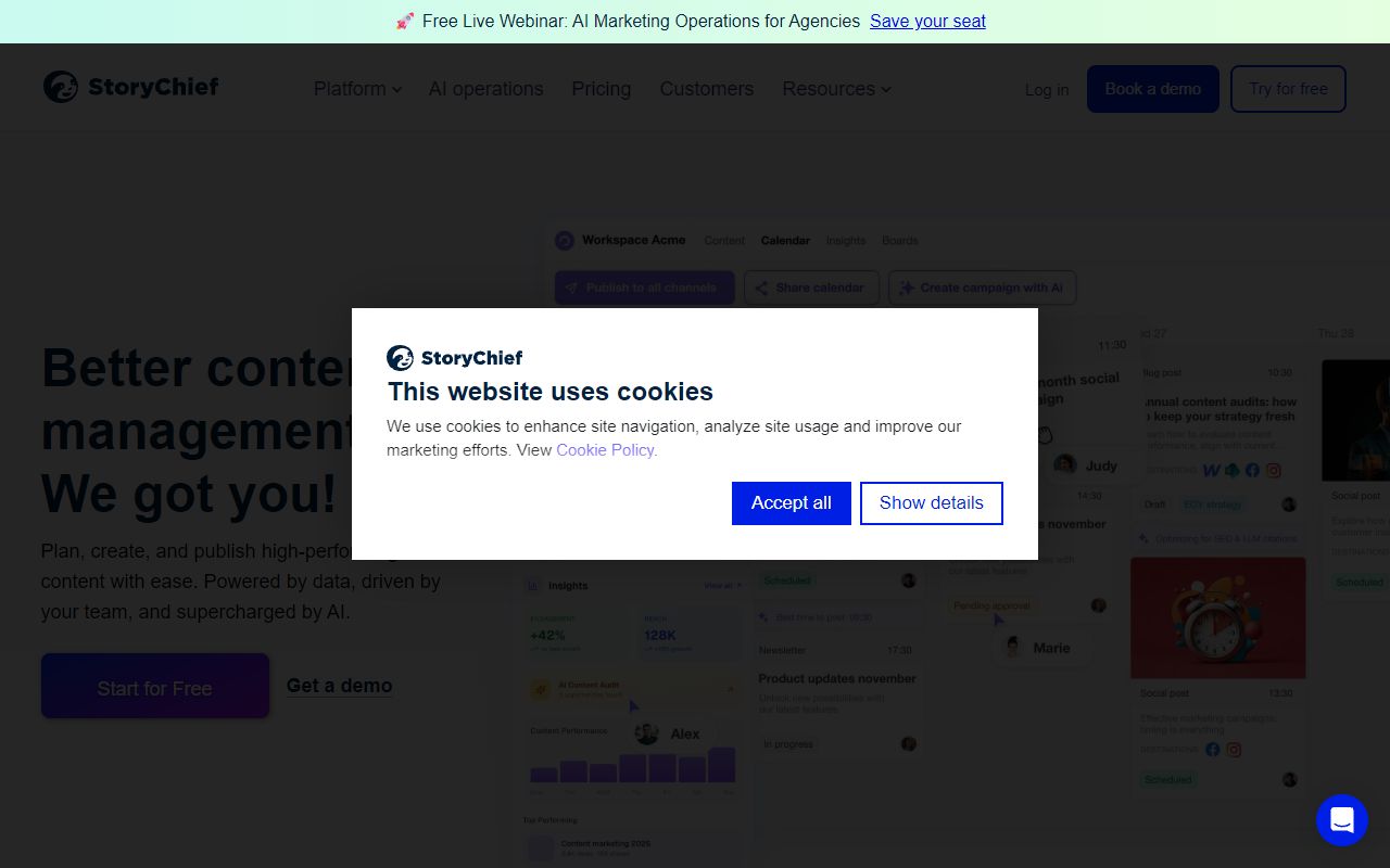 StoryChief screenshot