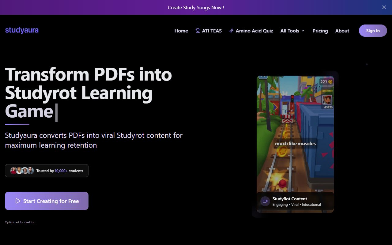 Studyaura.app screenshot
