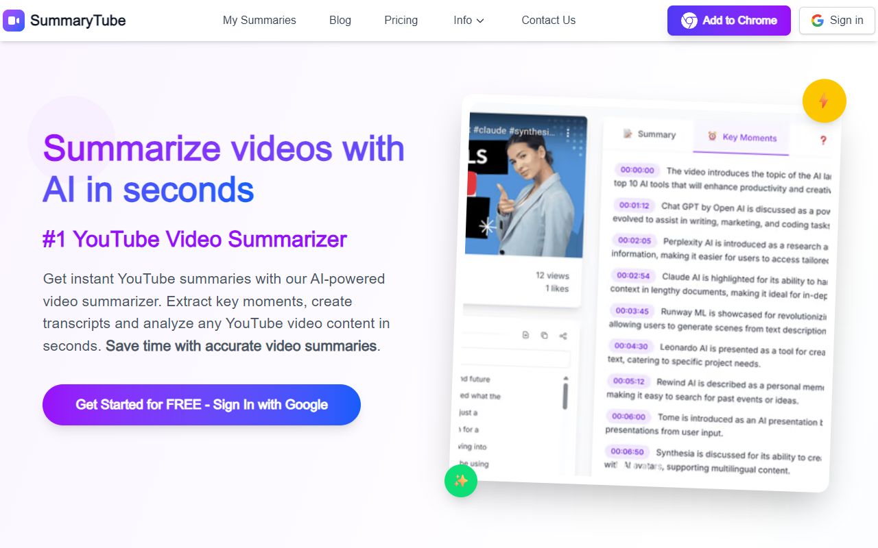 SummaryTube screenshot