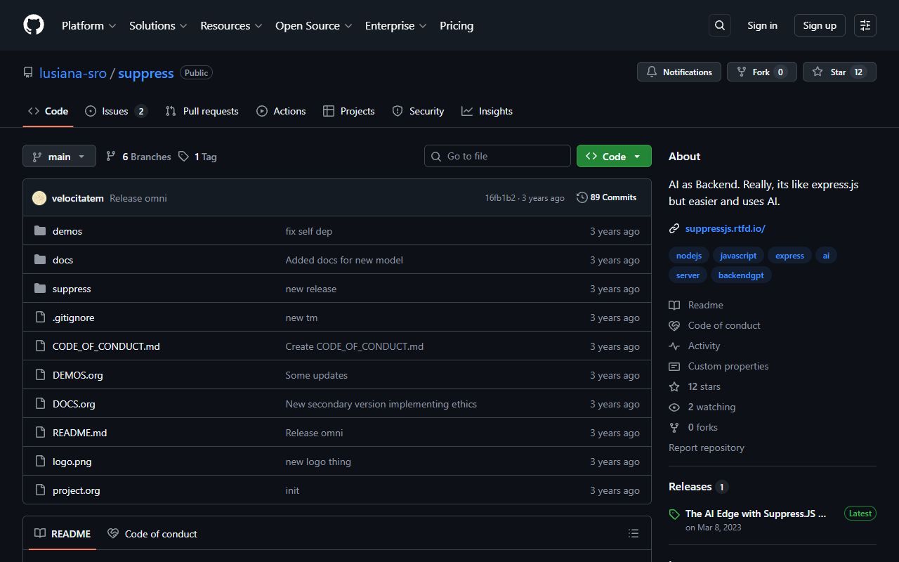 Suppress.js screenshot