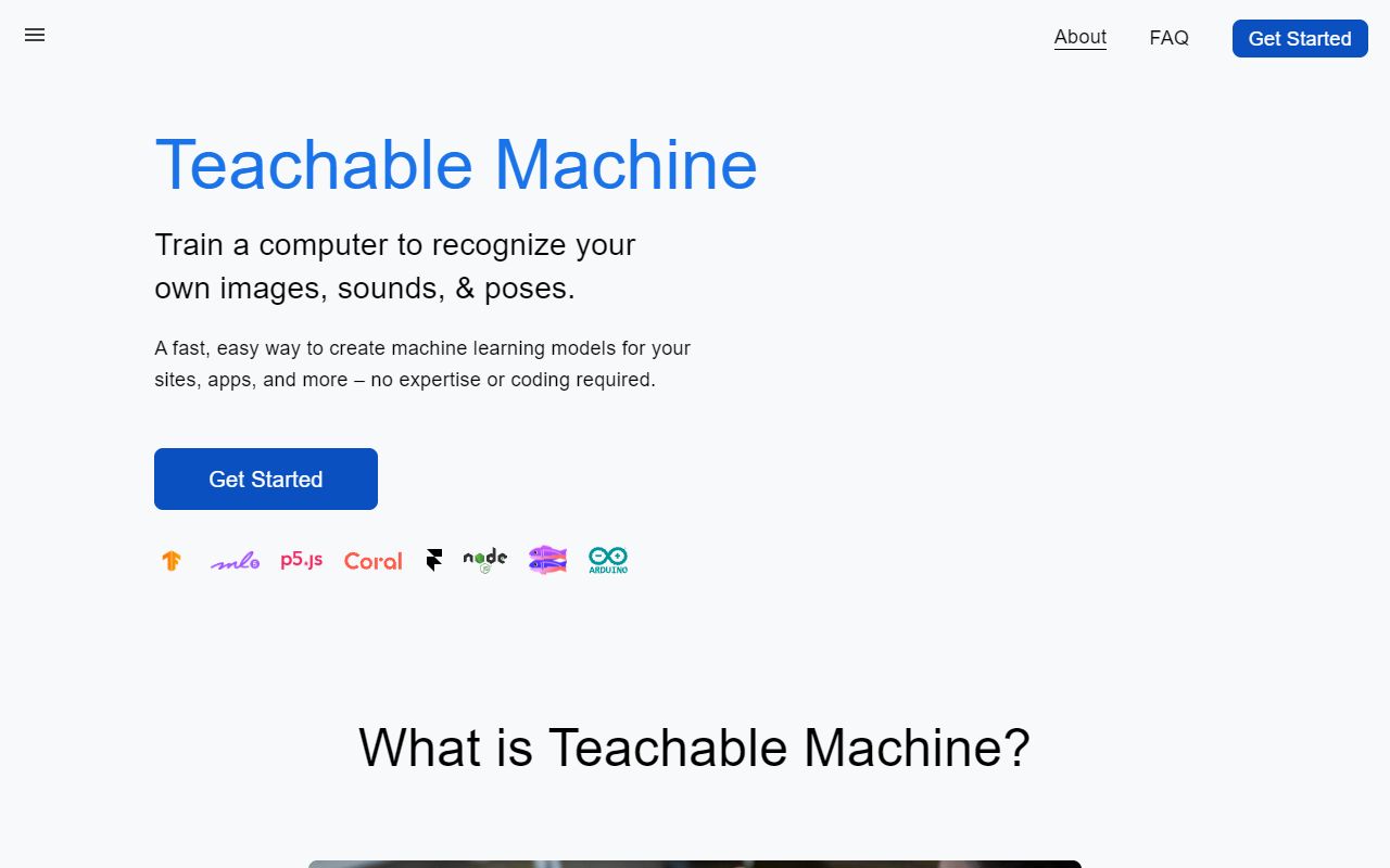 Teachable Machine screenshot