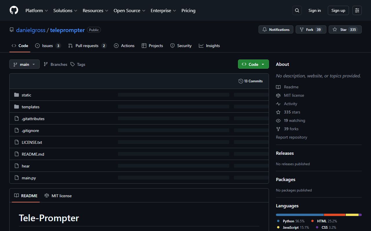 Teleprompter screenshot