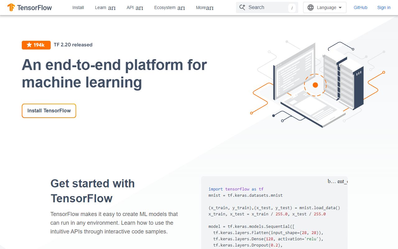 TensorFlow - website preview