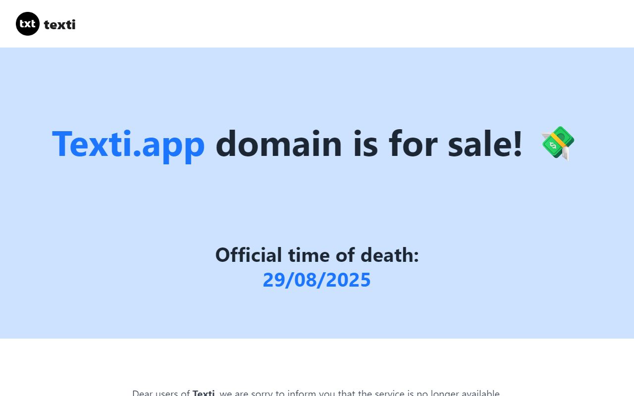 Texti - website preview