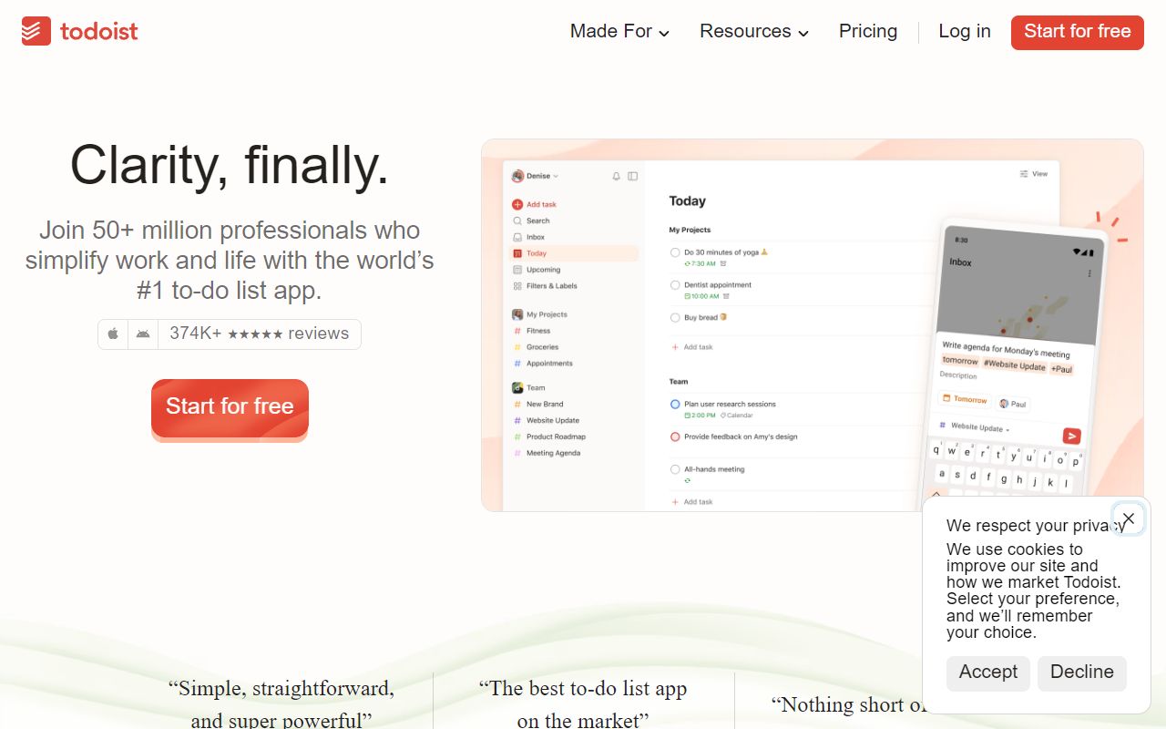 Todoist screenshot