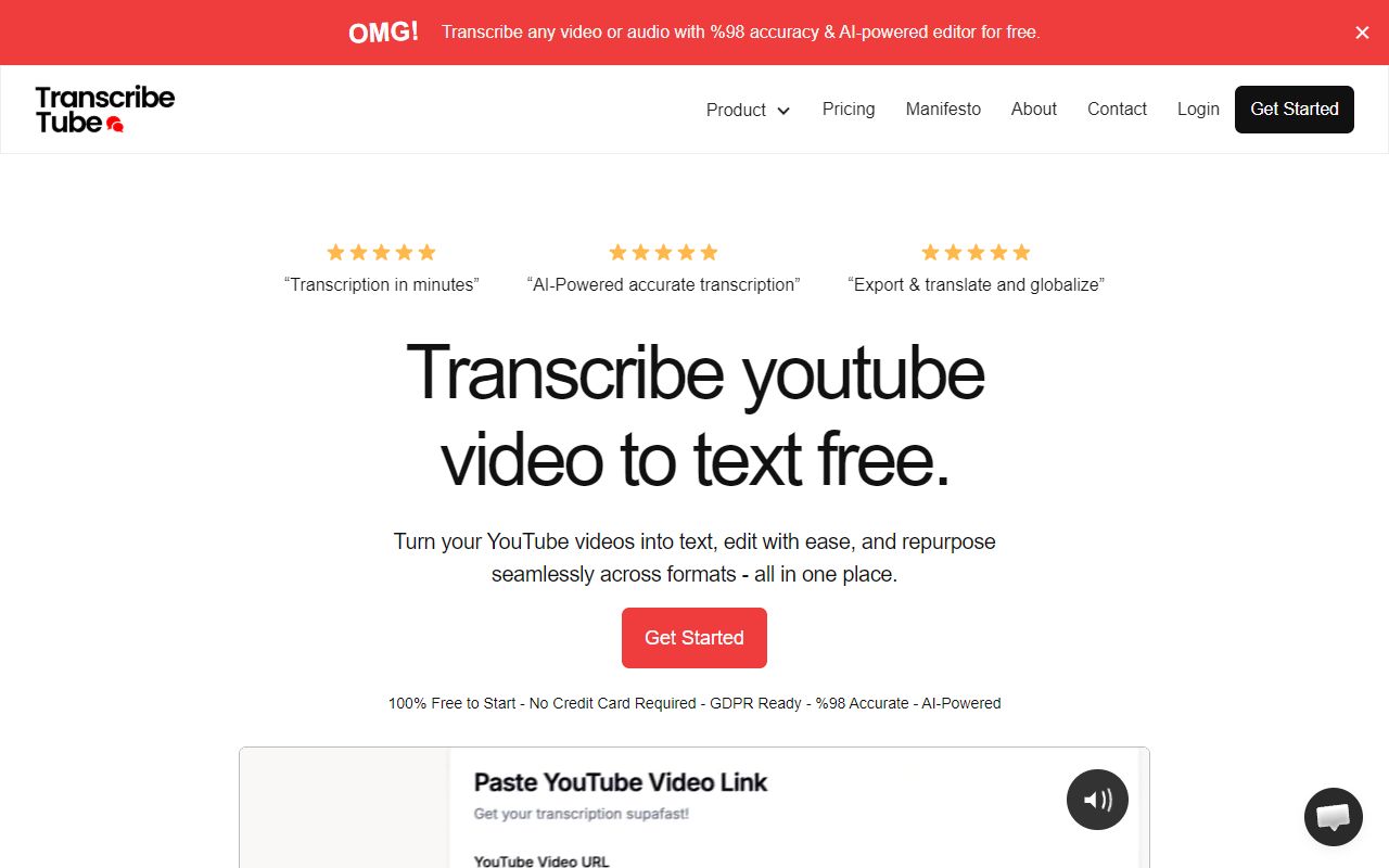 TranscribeTube screenshot