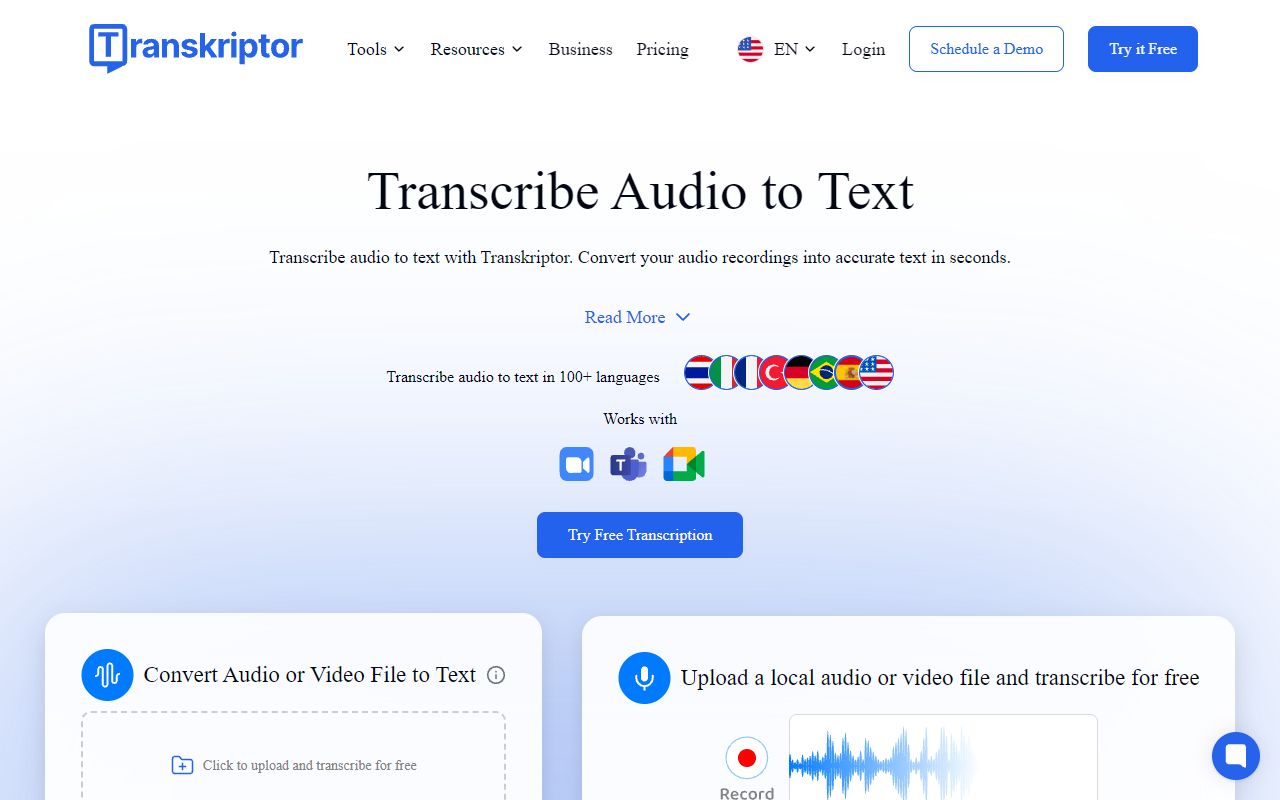 Transkriptor screenshot