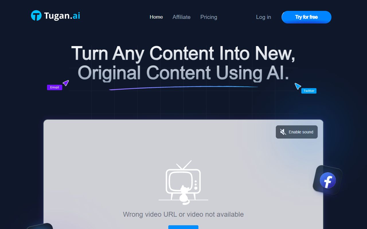 Tugan.ai - website preview