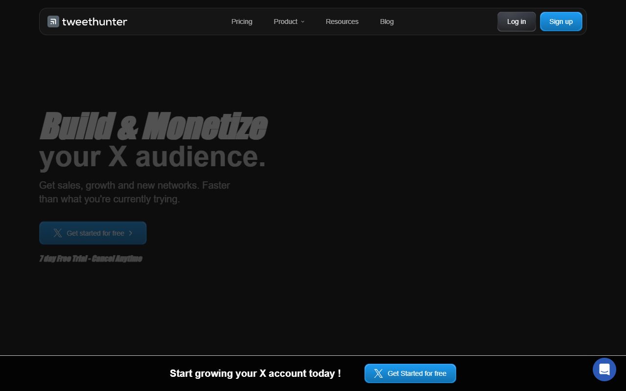 Tweethunter - website preview