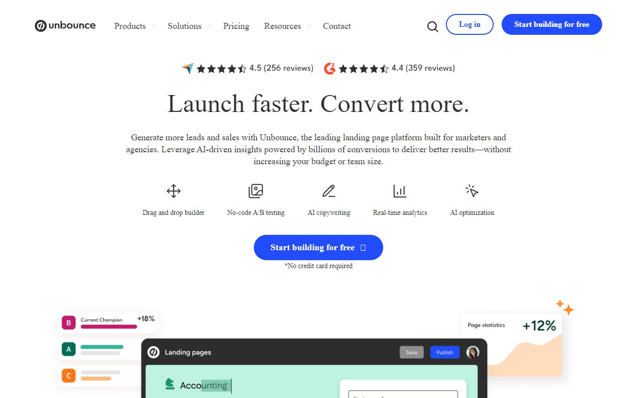 unbounce - website preview