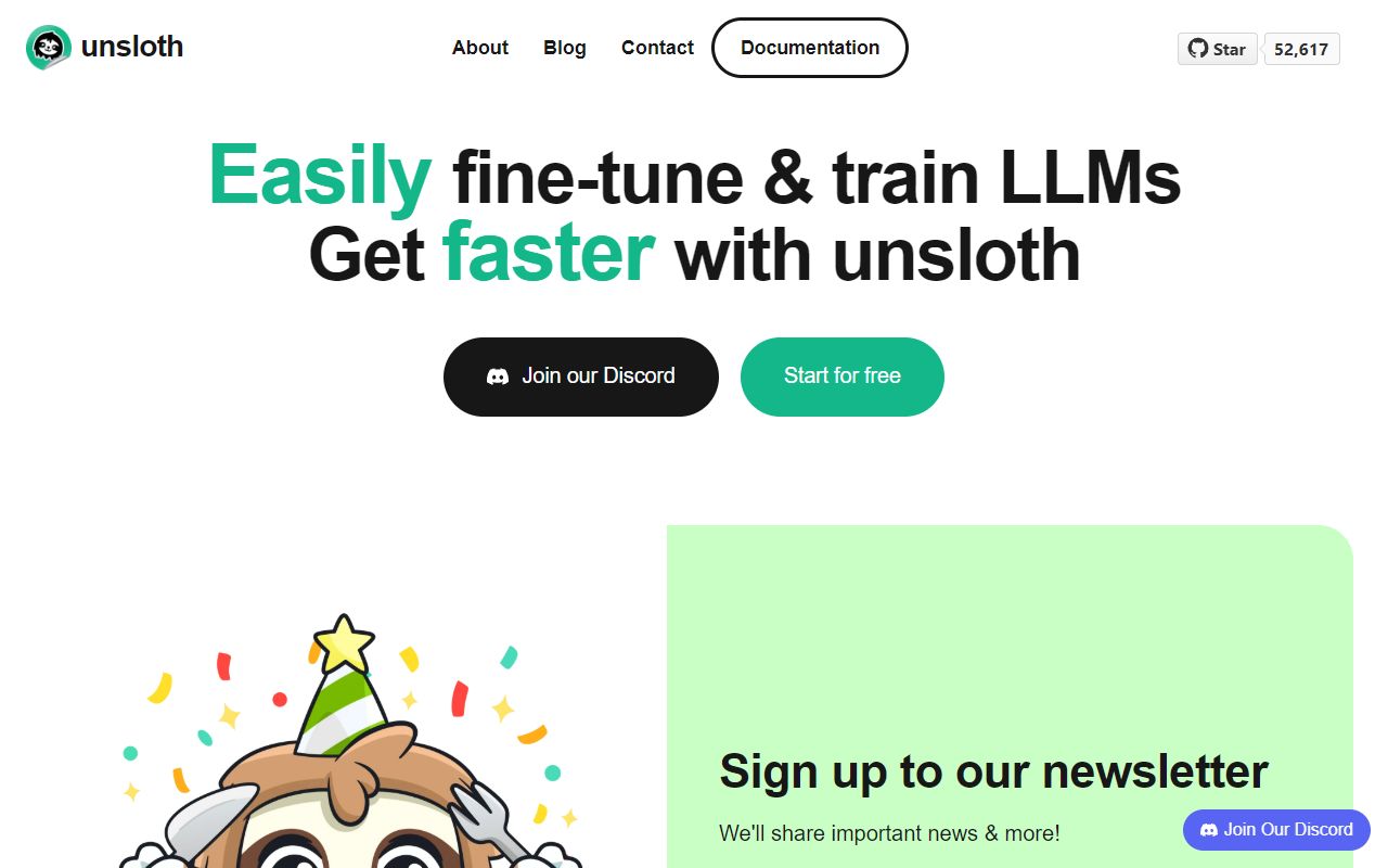Unsloth - website preview