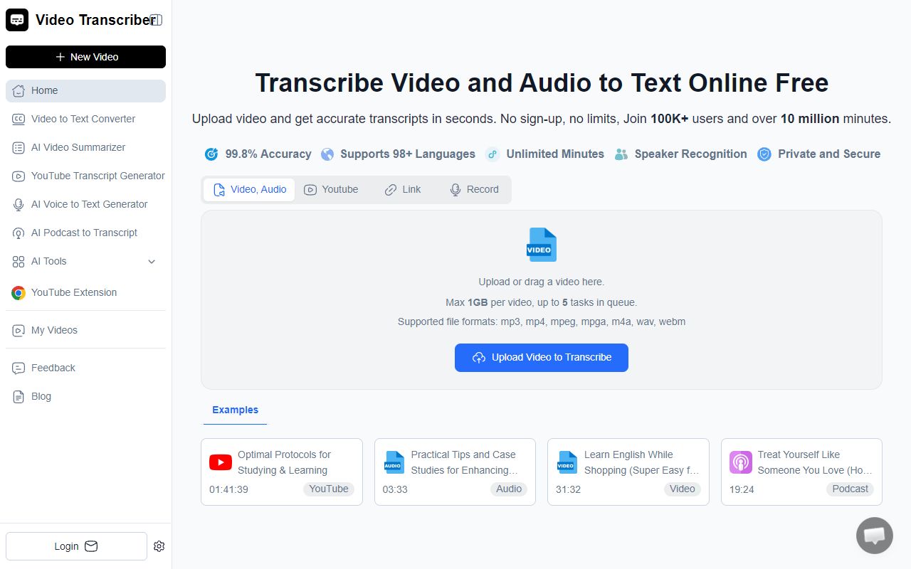 Video Transcriber screenshot