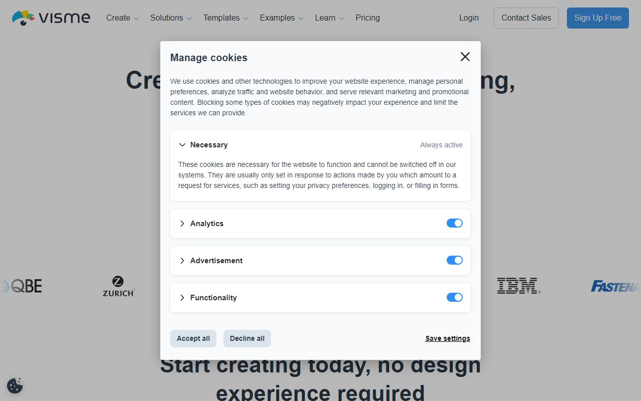 Visme - website preview