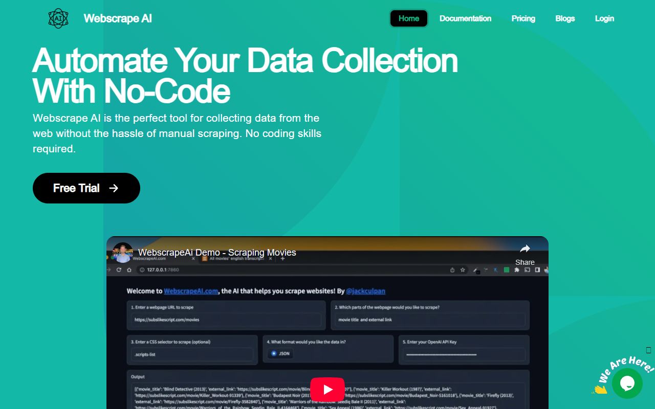 WebscrapeAI screenshot
