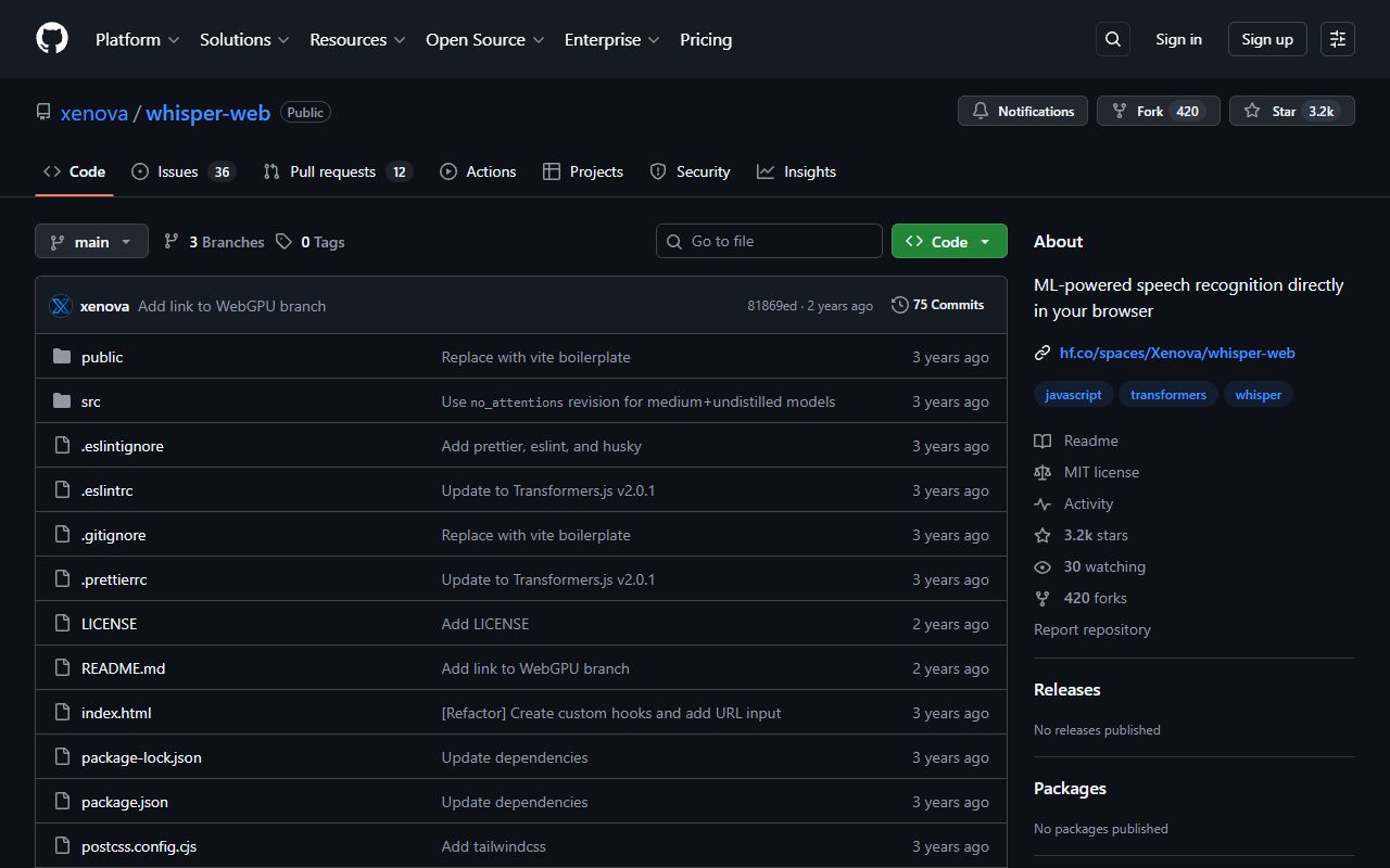Whisper-web screenshot