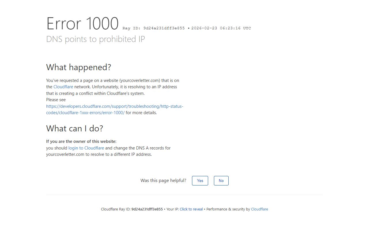 Your Cover Letter - website preview