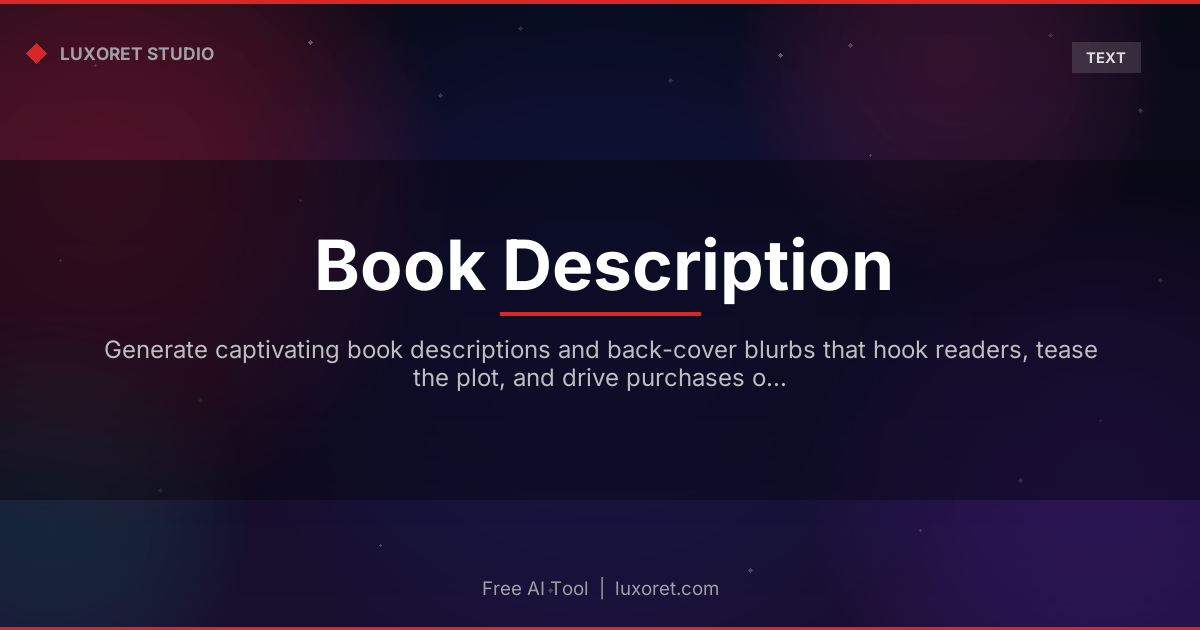 Free Book Description Generator: AI Back-Cover Blurbs - Luxoret
