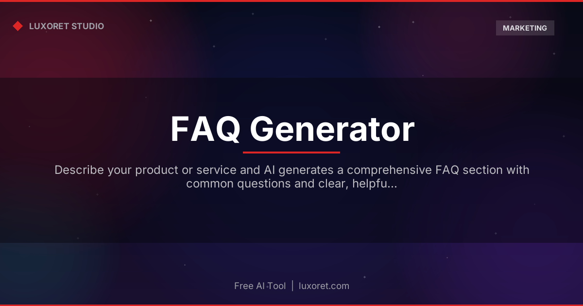 AI FAQ Generator - AI Studio - Luxoret