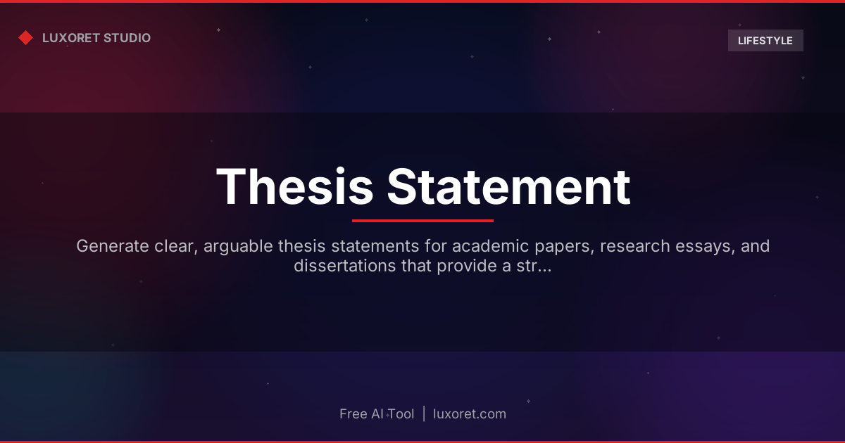 Free Thesis Statement Generator: Strong AI Thesis Ideas - Luxoret